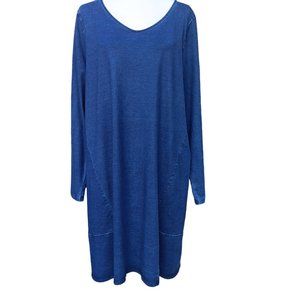J Jill Indigo Pure Jill Womens XL Tall  Long Sleeve v neck  Shift Dress/ Tunic